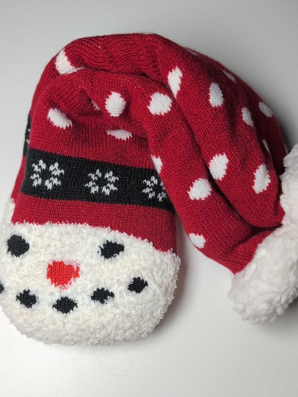Women's Red Snowman Holiday Slipper Socks Size 6-8